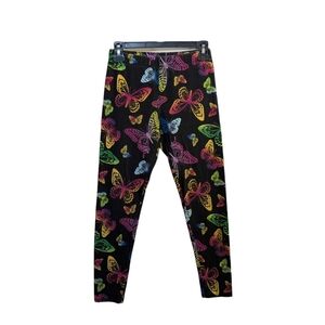 No Boundaries Black Colorful Butterfly Leggings Small (3-5)